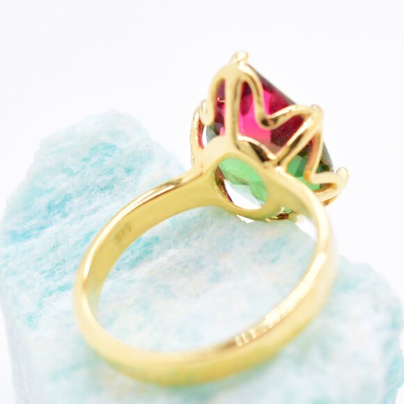 Tourmaline Ring in 18K Gold Over Sterling Silver - Picture 7 of 8